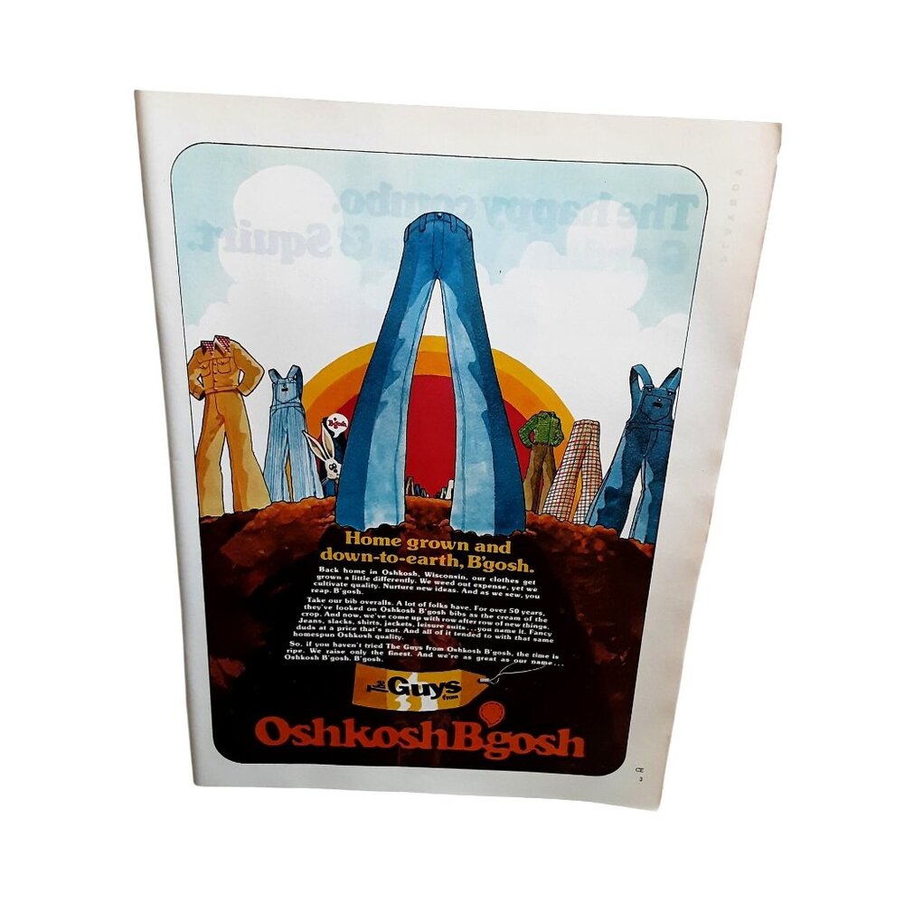 1975 OshKosh B'gosh Clothing Ad Home Grown Down To Earth Vintage Print